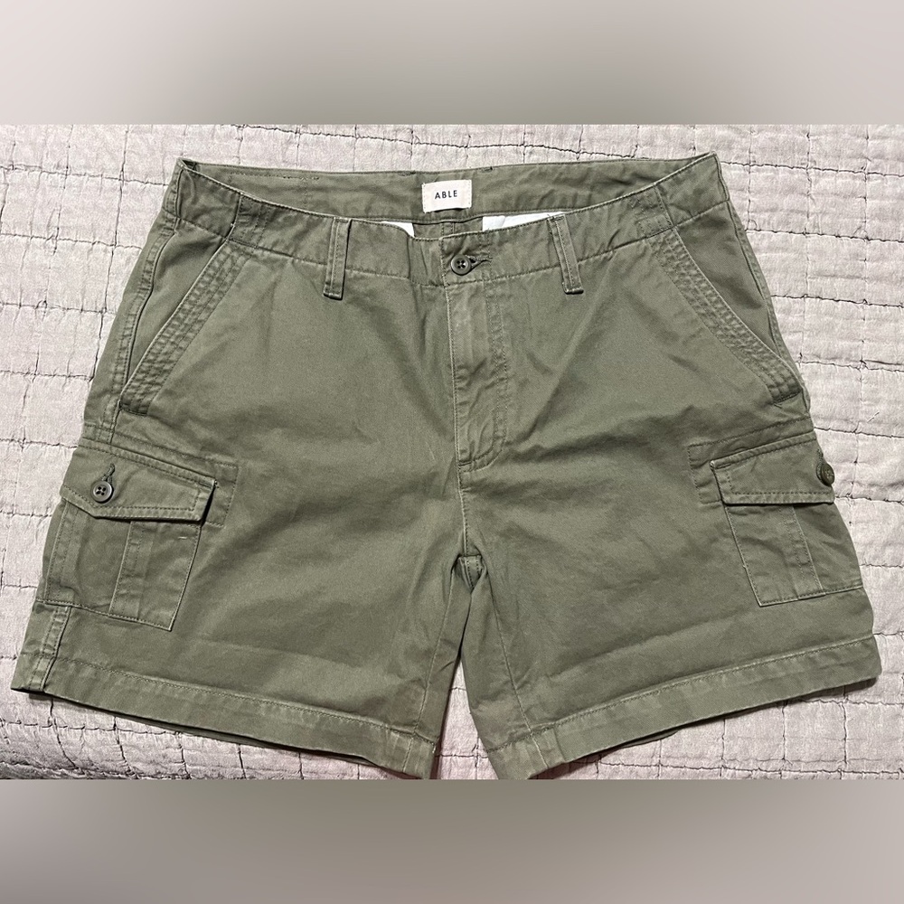 ABLE olive green cargo shorts size 29 new without tags